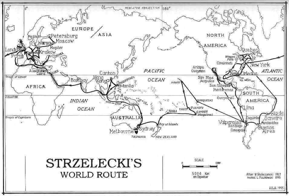 Strzelecki's world tour map image